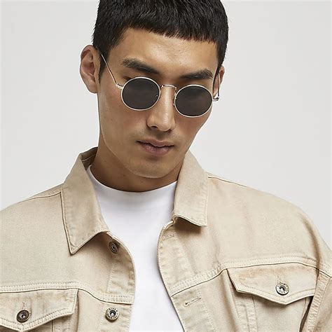 round sunglasses gold frame|aesthetic round gold glasses.